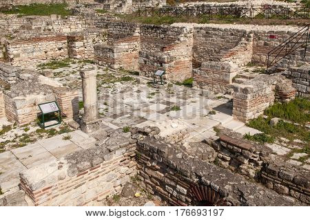Roman ruins. The Old Roman Baths of Odessos Varna Bulgaria