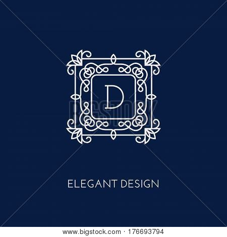 Simple and elegant monogram design template with letter D. Vector illustration.