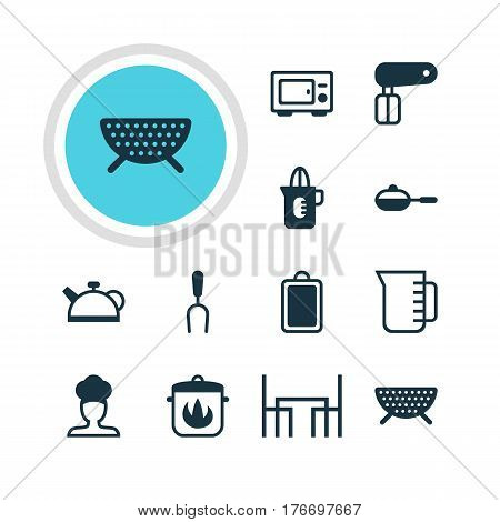 Vector Illustration Of 12 Cooking Icons. Editable Pack Of Shaker, Teakettle, Stewpot And Other Elements.