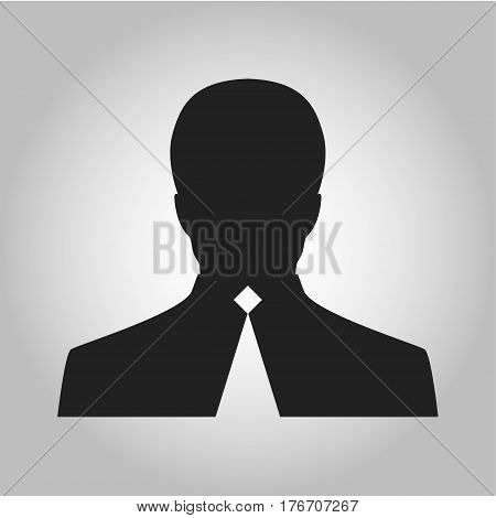 icon man silhouette with tie black on grey background