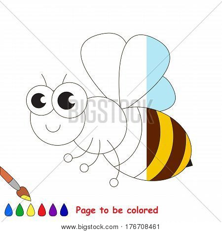 Bee to be colored, the coloring book to educate preschool kids with easy kid educational gaming and primary education of simple game level.