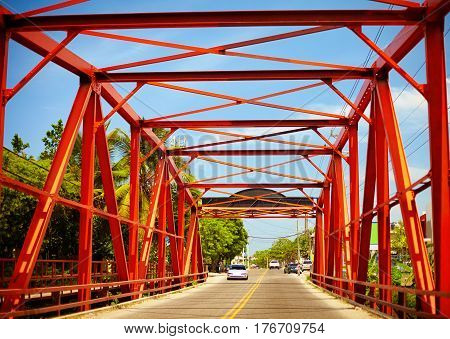 Red Bridge Of Sosua Town, Dominican Republec