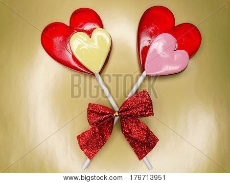 hearts red lollipops love concept valentine's day