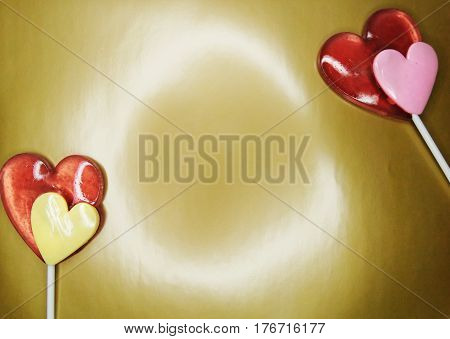 hearts red lollipops love concept valentine's day