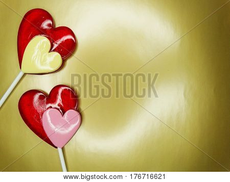 hearts red lollipops love concept valentine's day