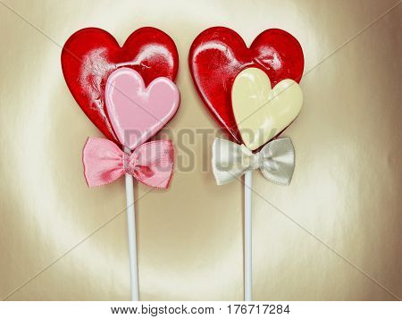 hearts red lollipops love concept valentine's day