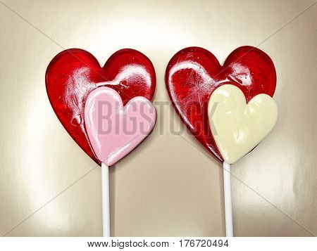 hearts red lollipops love concept valentine's day