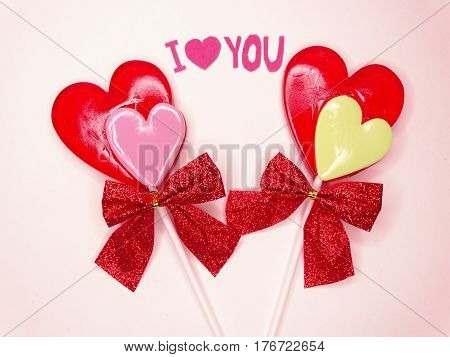hearts red lollipops love concept valentine's day