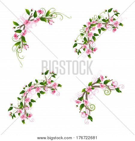Vector Set Of Spring Corners.