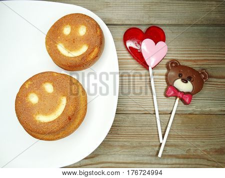 creative baked food cakes funny faces and lollipop heart for valentine's day