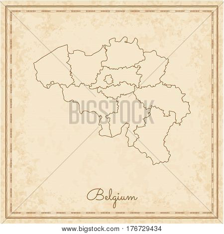 Belgium Region Map: Stilyzed Old Pirate Parchment Imitation. Detailed Map Of Belgium Regions. Vector