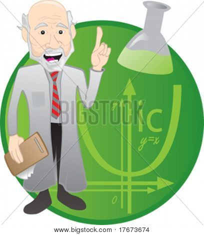 Scienziato o medico dà lezione di chimica