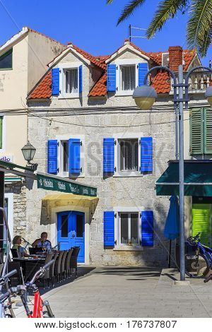 VODICE, CROATIA - SEPTEMBER 6, 2016: This is historic builgings of the small Croatian seaside town.