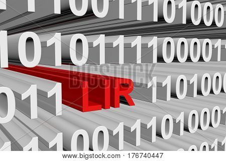 LIR in the form of binary code, 3D illustration