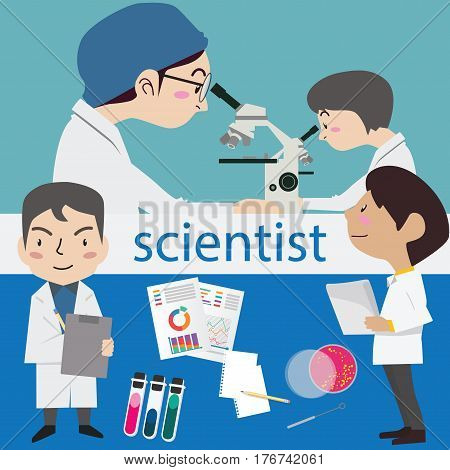research science laboratory scientist vector illustration cartoo