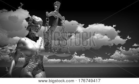 Statue of justice, Law concept, Temida - Themis 3d rendering