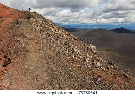 Hiking trail climb to the North Breakthrough Great Tolbachik Fissure Eruption 1975