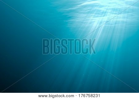 Undersea Background. Light Rays Under Water. 3D Rendered Illustr