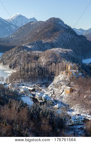 Panoramic view of a scenic winter Bavaria Germany