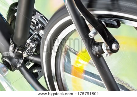 Detail Of Front Derailleur And Back Wheel