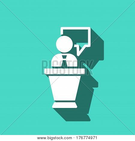 lectern with microphone icon stock vector illustration flat design