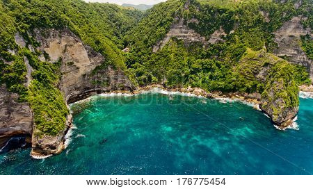 Aerial view on Temeling bay Nusa Penida Bali Indonesia