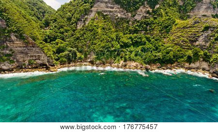 Aerial view on Temeling bay Nusa Penida Bali Indonesia
