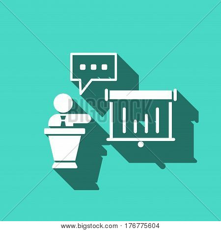 lectern with microphone icon stock vector illustration flat design