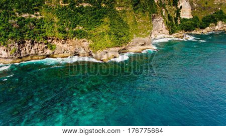 Aerial view on Peguyangan bay Nusa Penida Bali Indonesia