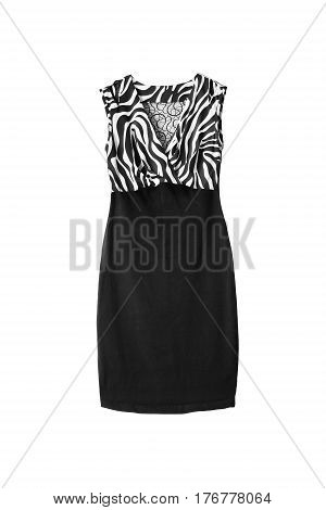 Black and white elegant cocktail dress on white background