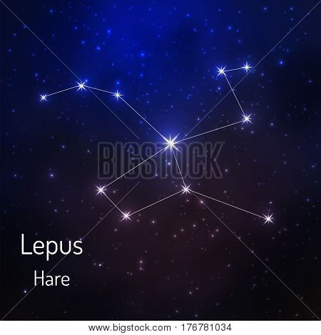 Lepus constellation in the night starry sky. Vector illustration