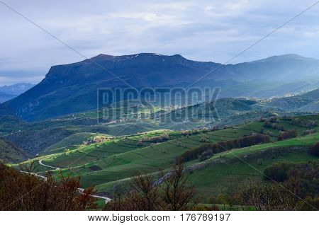 Beautiful mountains cloudy view, Sunset at a bosnian mountains