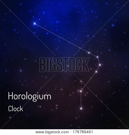 Horologium clock constellation in the night starry sky. Vector illustration