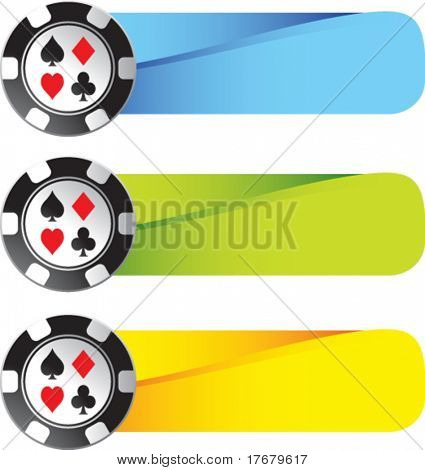 pokerchips på farvede bannere