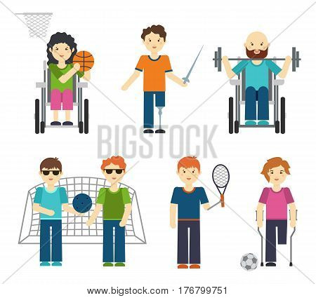 Disabled sports vector illustration. Handicapped people in sport, wheelchair basketball athlete isolated on white background