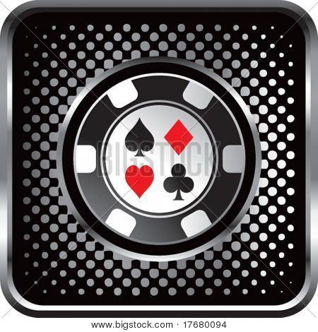 poker chip på halvtone web knap