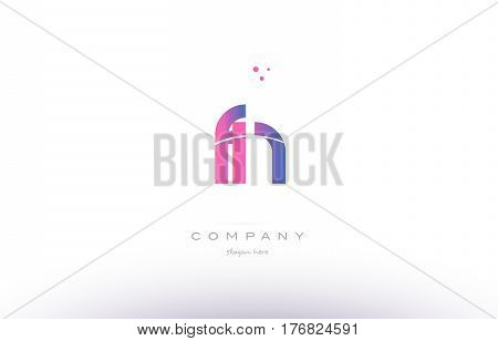 Fn F N  Pink Modern Creative Alphabet Letter Logo Icon Template