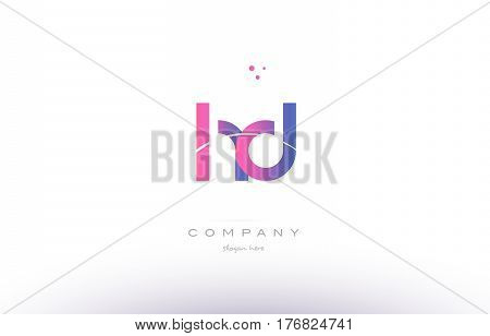 Hd H D  Pink Modern Creative Alphabet Letter Logo Icon Template