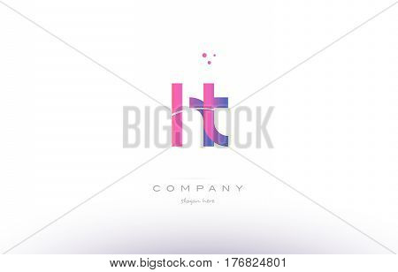 Ht H T  Pink Modern Creative Alphabet Letter Logo Icon Template