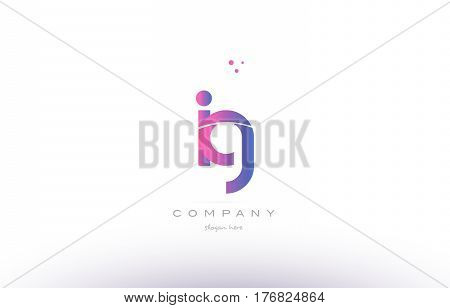 Ig I Q  Pink Modern Creative Alphabet Letter Logo Icon Template