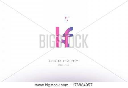 Kf K F  Pink Modern Creative Alphabet Letter Logo Icon Template
