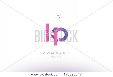 Kp K P  Pink Modern Creative Alphabet Letter Logo Icon Template