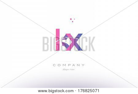 Kx K X  Pink Modern Creative Alphabet Letter Logo Icon Template