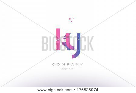 Ky K Y  Pink Modern Creative Alphabet Letter Logo Icon Template
