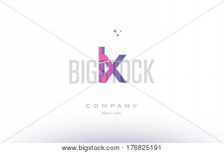 Lx L X  Pink Modern Creative Alphabet Letter Logo Icon Template