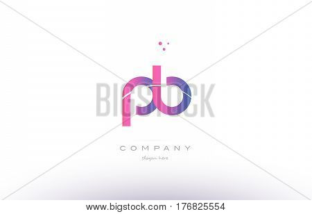 Pb P B  Pink Modern Creative Alphabet Letter Logo Icon Template