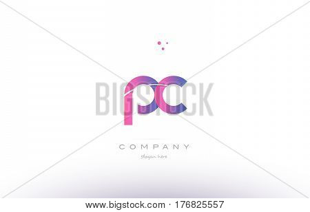 Pc P C  Pink Modern Creative Alphabet Letter Logo Icon Template
