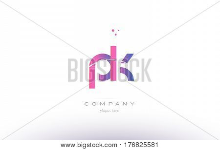 Pk P K  Pink Modern Creative Alphabet Letter Logo Icon Template