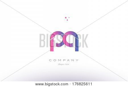 Pq P Q  Pink Modern Creative Alphabet Letter Logo Icon Template