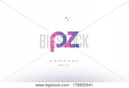 Pz P Z  Pink Modern Creative Alphabet Letter Logo Icon Template